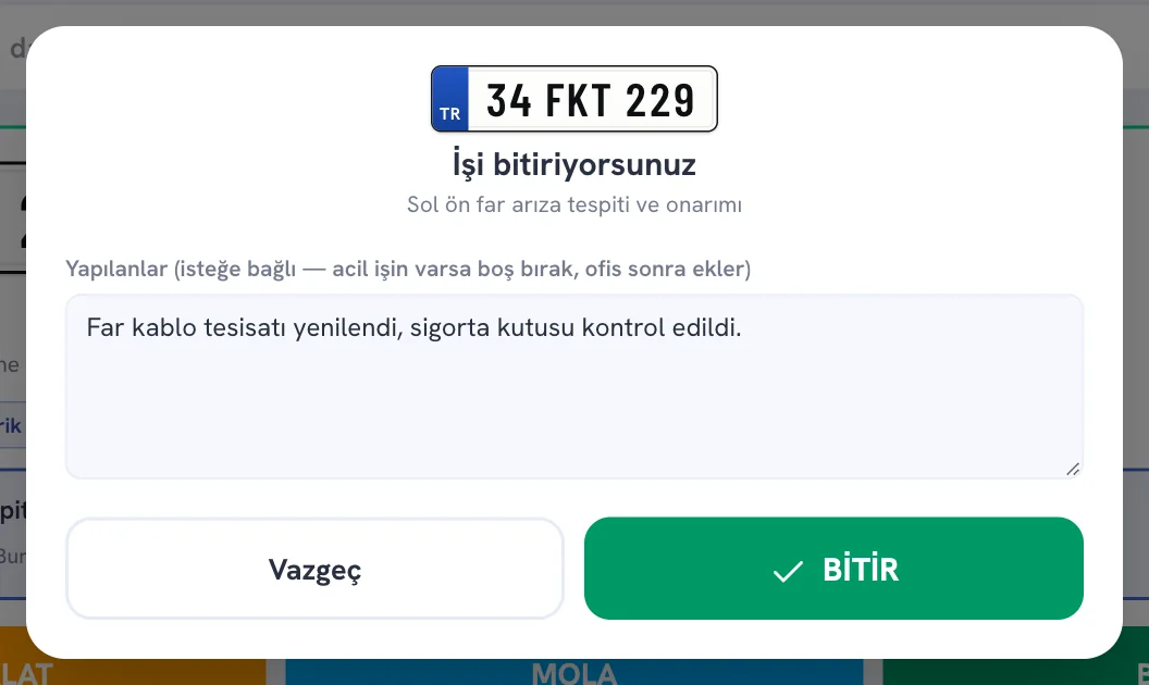 BİTİR penceresi
