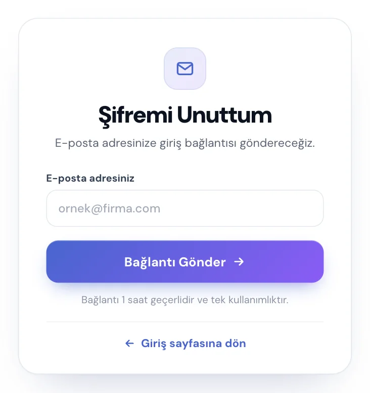 Şifremi Unuttum sayfası