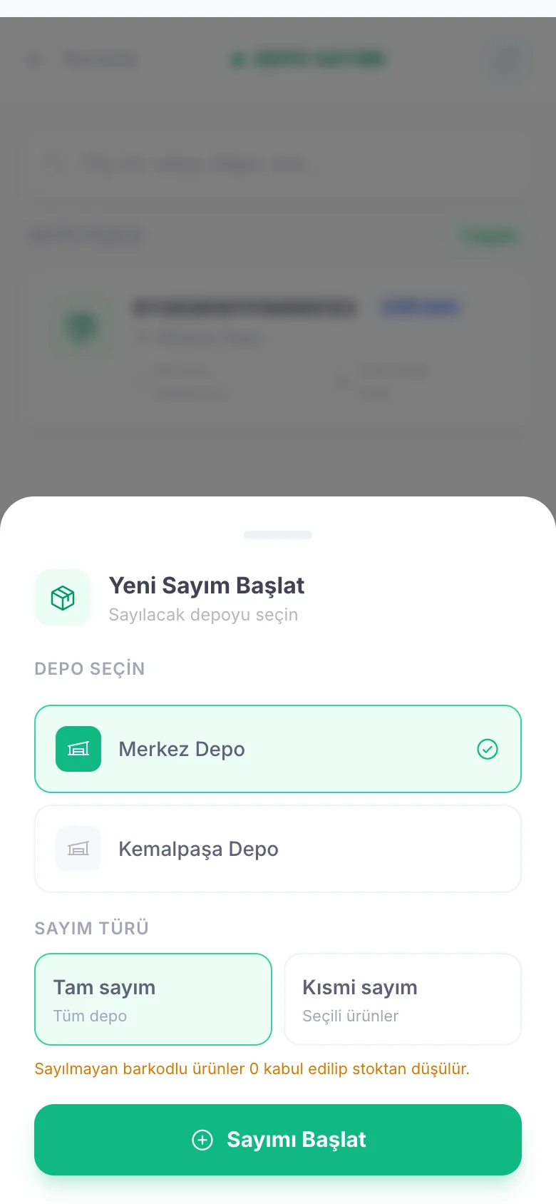 Yeni sayım başlatma