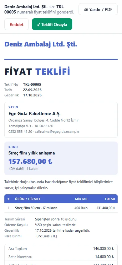 Müşteri sayfası telefonda